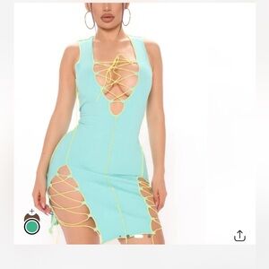 Fashion‎ Nova Aqua Lace-Up Dress